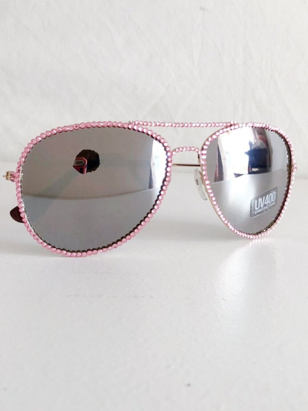Classic Silver Aviator Sunglasses Swarovski Crystal Embellished